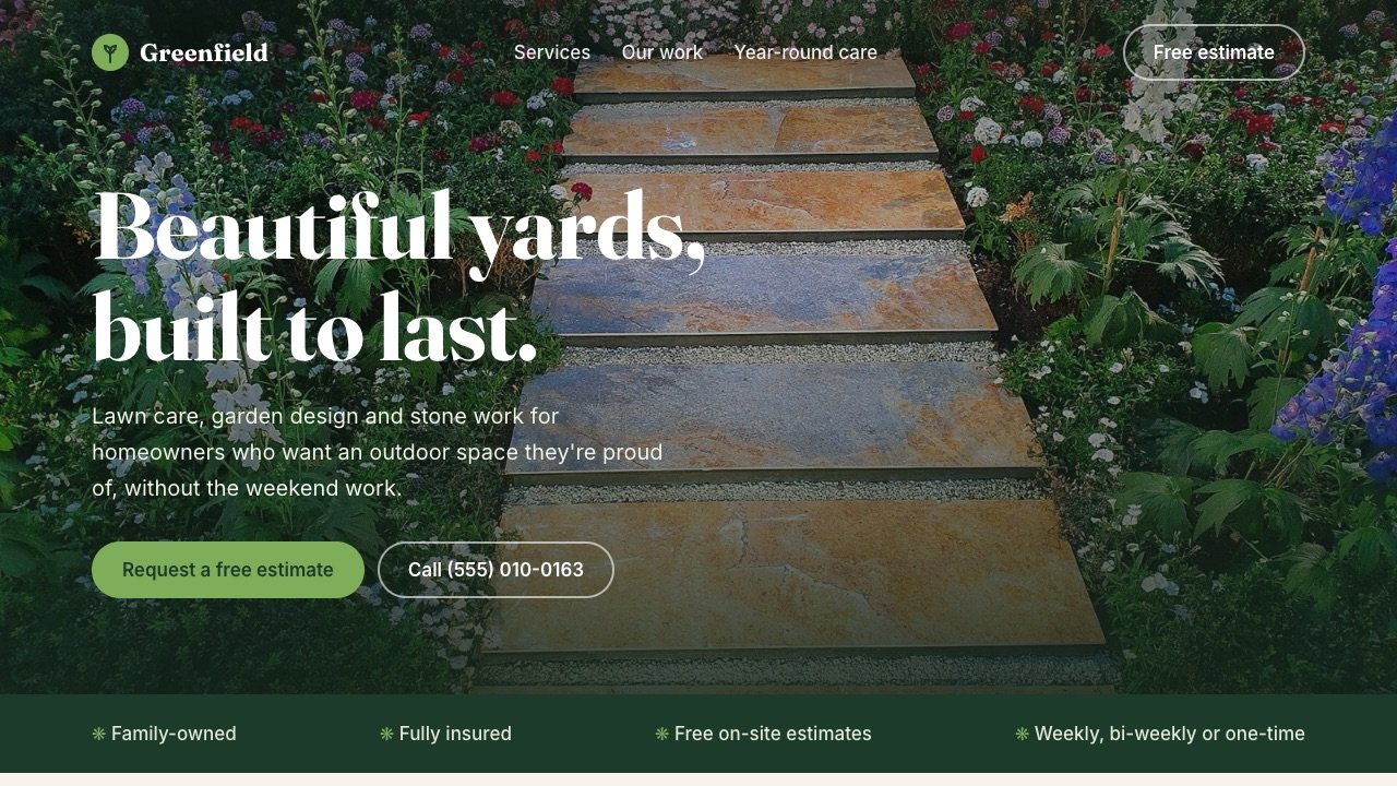 Demo website for a landscaping company
